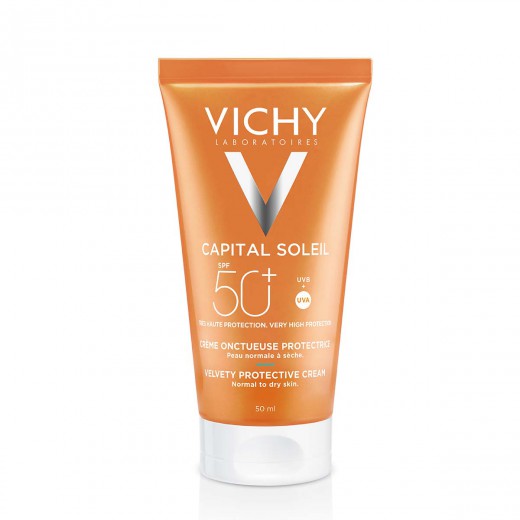 VICHY, CAPITAL SOLEIL Žametna krema za zaščito pred soncem za boljši videz kože SPF50+, 50 ml