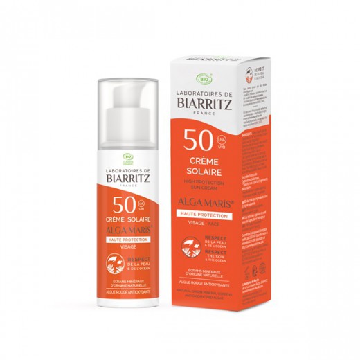 Biarritz, Alga Maris Bio krema za sončenje za obraz spf50, 50 ml