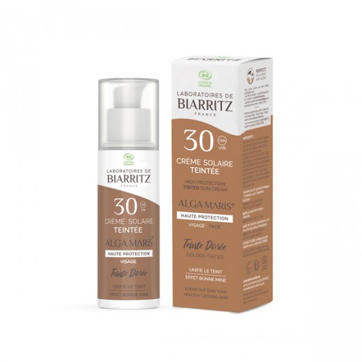 Biarritz Alga Maris Bio Tenirana krema za sončenje za obraz SPF30, zlata, 50 ml