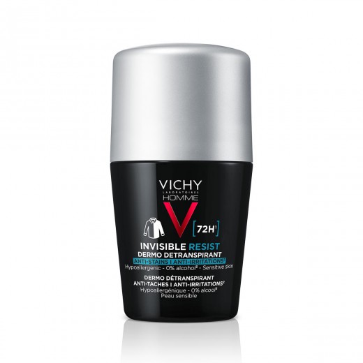 Vichy HOMME - invisible resist 72h* - Dermo Detranspirant - Proti madežem in razdraženosti,50  ml