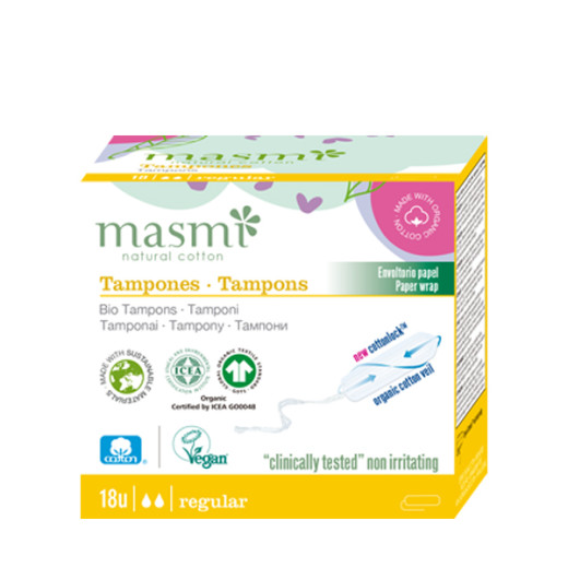 Tamponi iz certificiranega eko. bombaža Masmi - normal, 18 tamponov