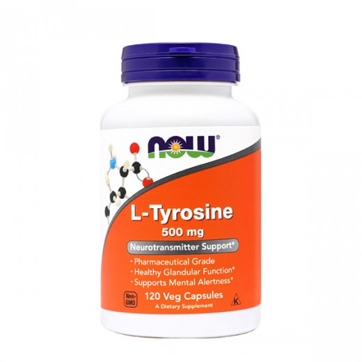 NOW, L- Tirozin 500 mg, 120 vegeterijanskih kapsul