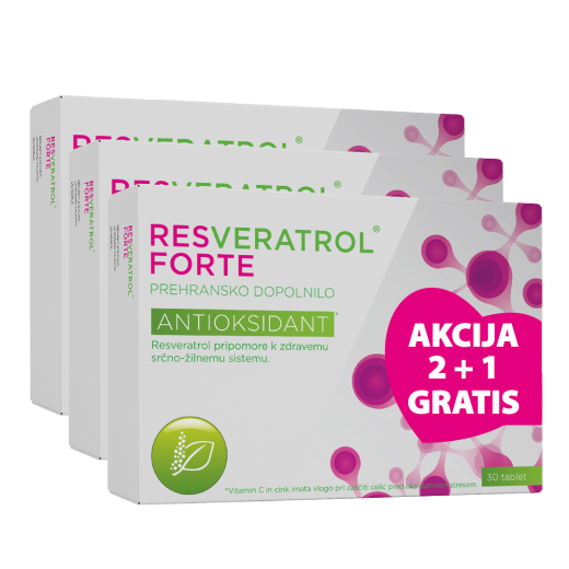 Resveratrol, forte 200 mg antioksidant tablete, 30 tablet 2+1 GRATIS