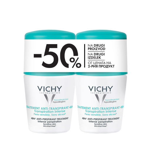 Vichy, DÉODORANT PROMO PAKET Dezodorant z antiperspirantom za uravnavanje potenja 48h, 50 ml x2