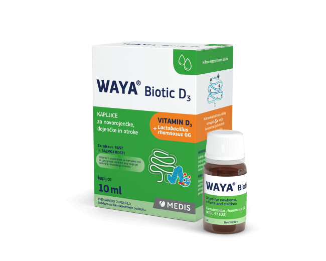 WAYA® Biotic D3 kapljice za novorojenčke, dojenčke in otroke, 10 ml