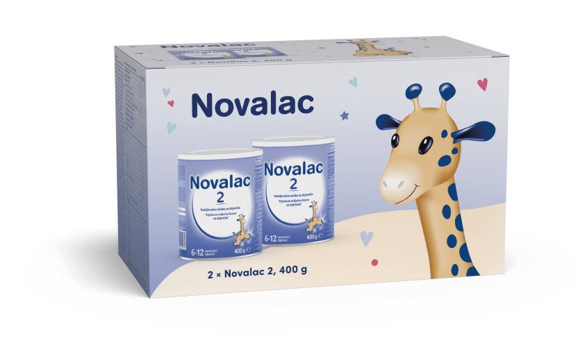 Novalac 2, nadaljevalno mleko za dojenčke, 2x400 g