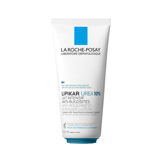 La Roche-Posay, LIPIKAR LAIT UREA 10% Vlažilni losjon s trojnim učinkom za glajenje in pomiritev zelo suhe ter grobe kože, 200 ml