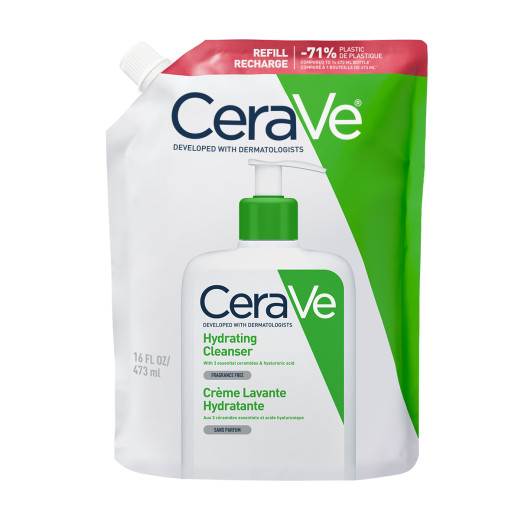 CeraVe, vlažilna čistilna emulzija za normalno do suho kožo REFILL, 473 ml