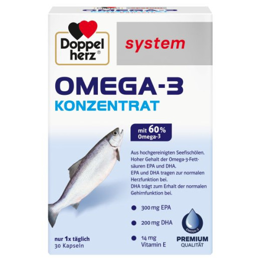 Doppelherz system, Omega-3 koncentrat, 30 kapsul