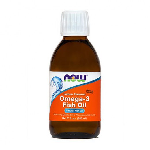 Now, omega 3 - ribje olje, okus limone, 200 ml