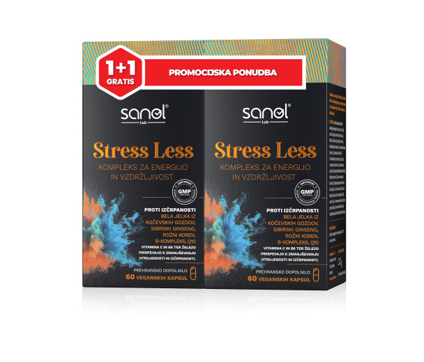 Sanol LAB, Stress Less, 2x60 veganskih kapsul, 1+1 GRATIS
