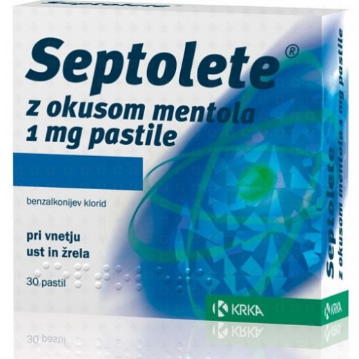 Septolete z okusom mentola 1 mg pastile, 30 pastil