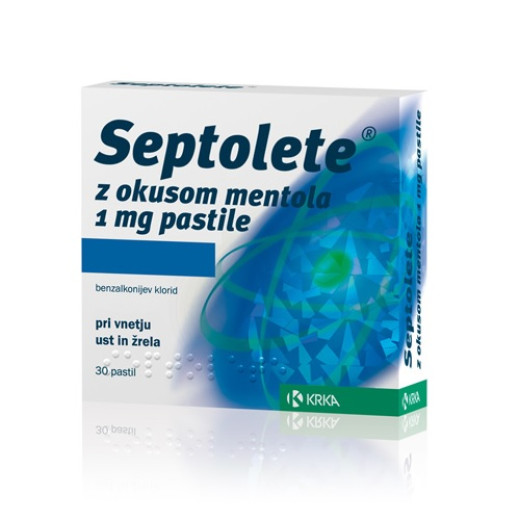 Septolete z okusom mentola 1 mg pastile, 30 pastil
