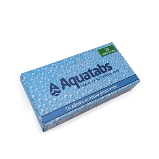Aquatabs, tablete za dezinfekcijo vode in razkuževanje površin, 8,5 mg/50 kom