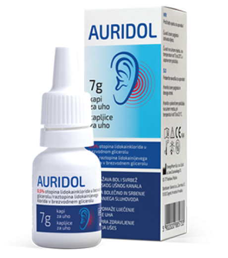 AURIDOL, kapljice za nego in pomiritev ušesa, 7 g
