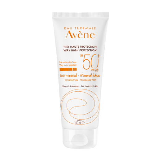 AVÈNE, mineralni losjon z zelo visoko zaščito pred soncem SPF50+ za netolerantno kožo, 100 ml