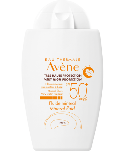 AVÈNE, zelo visoka zaščita pred soncem mineralni fluid SPF50+, 40 ml