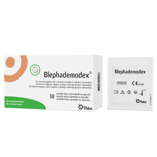 Blephademodex®, sterilne krpice brez konzervansov za čiščenje vek, 30 krpic