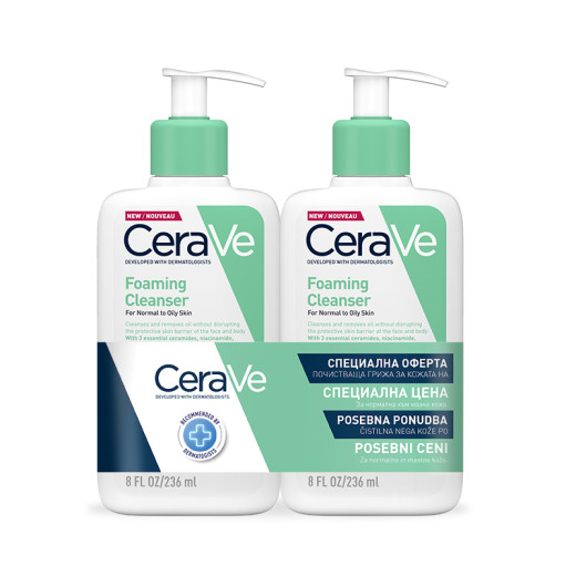 CeraVe, Peneči čistilni gel, 2x236 ml