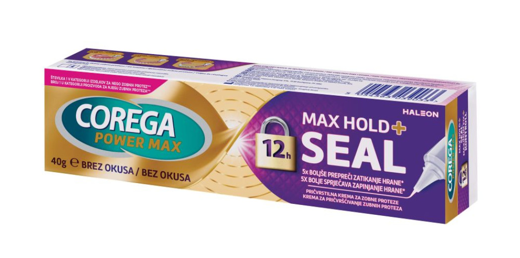 COREGA Max Hold + Seal, pričvrstilna krema za zobne proteze (40 g)