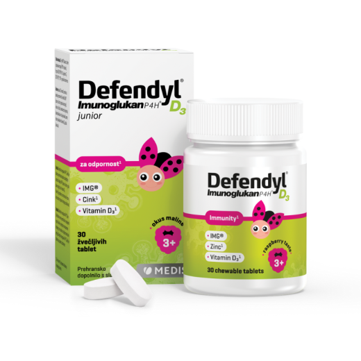 Defendyl-Imunoglukan P4H® D₃ žvečljive tablete, 30 žvečljivih tablet