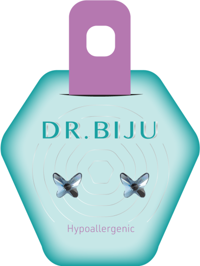 Dr. Biju, Hipoalergeni uhani Butterfly Denim Blue