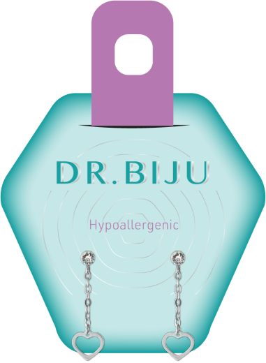 Dr. Biju, Hipoalergeni uhani Drop Hearth Crystal