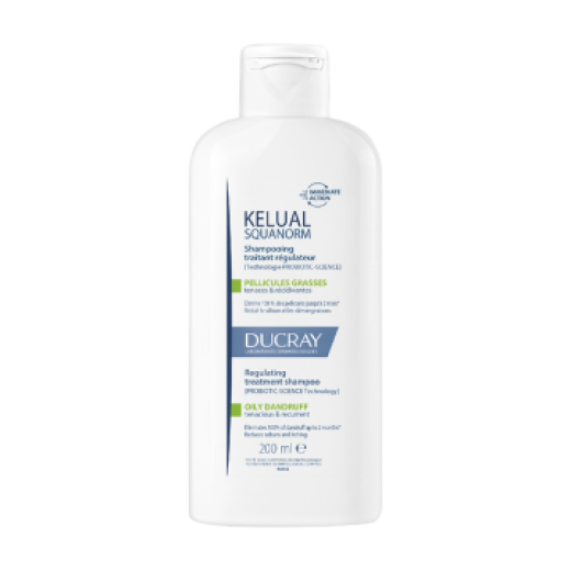 Ducray, KELUAL SQUANORM regulirajoči tretma šampon MASTNI PRHLJAJ, 200 ml