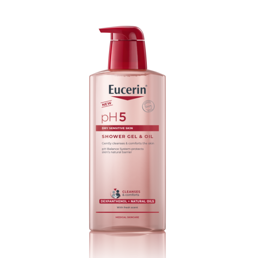 Eucerin, pH5 oljni gel za prhanje, 400 ml