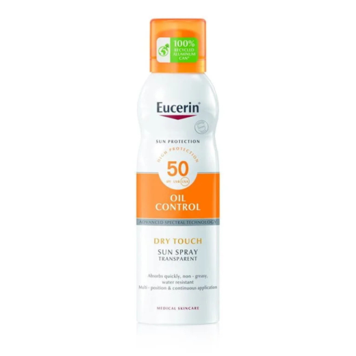 Eucerin, Sun Oil Control Dry Touch prozoren sprej za zaščito pred soncem ZF 50, 200 ml