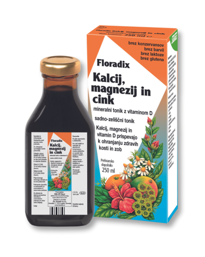 Floradix Ca+Mg+Zn+vitD, mineralni tonik, 250 ml