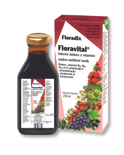 Floradix Floravital, tekoče železo z vitamini, 250 ml