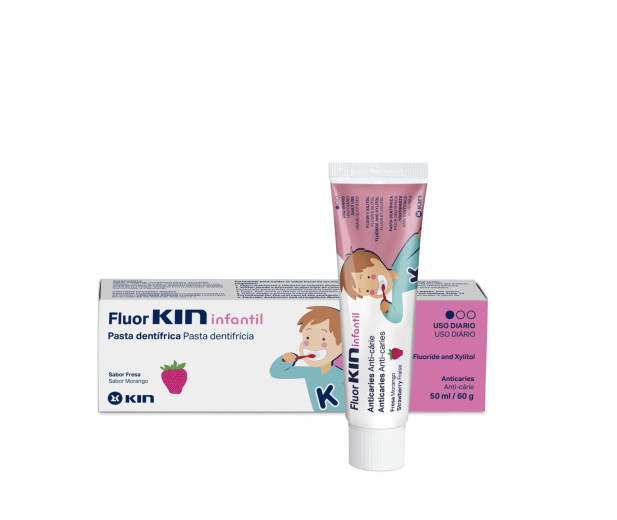 FluorKIN Children, zobna pasta z okusom jagode (do 6. leta) 50 ml