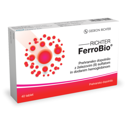 Gedeon Richter, RICHTER FerroBio, prehransko dopolnilo obliki tablet, 40 tablet