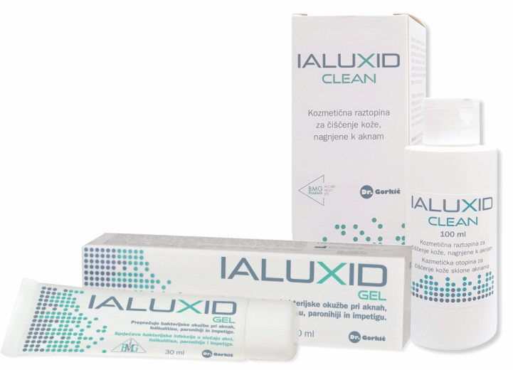 Ialuxid akcijsko pakiranje: gel 30 ml (medicinski pripomoček) + Clean 100 ml (kozmetični izdelek)