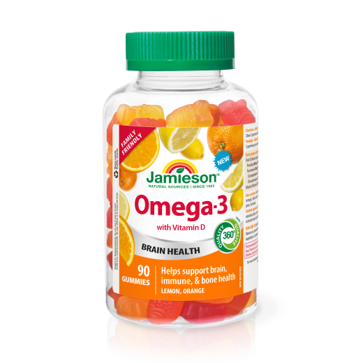 Jamieson Omega-3 žvečljivi bonboni za otroke, 90 gumijev s sladili