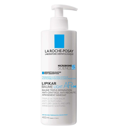 La Roche-Posay, LIPIKAR LIGHT BAUME AP+M Balzam za nadomestitev lipidov, ki deluje proti draženju in srbenju ter je primeren za otroke in odrasle, 400 ml