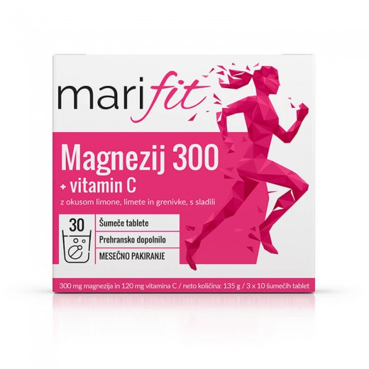 Marifit Magnezij 300 + vitamin C, 30 šumečih tablet