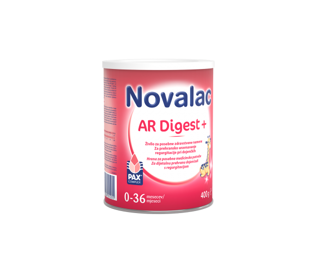 Novalac AR Digest +, formula za posebne zdravstvene namene za dojenčke in majhne otroke s polivanjem, 400 g
