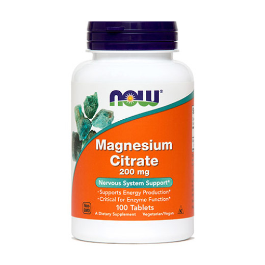 NOW, magnezijev citrat, 200 mg, 100 tablet