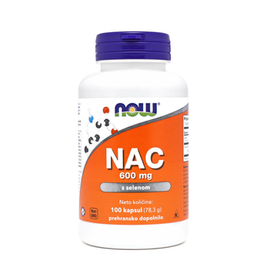 NOW, NAC 600 mg s selenom, 100 vegetarijanskih kapsul