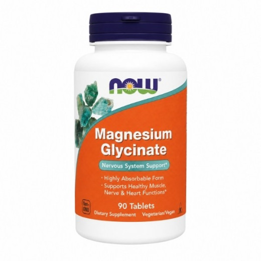 NOW, Magnezijev glicinat, 90 tablet