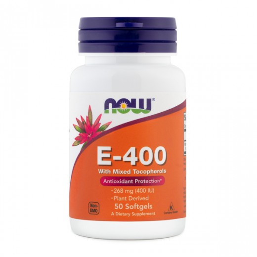NOW, vitamin E, 400 IE, 50 kapsul