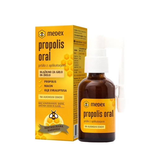 Medex, Propolis Oral na alkoholni osnovi, pršilo z aplikatorjem, 30 ml