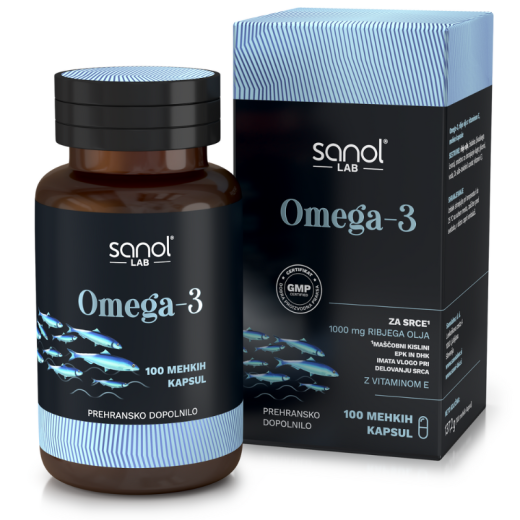 Sanol LAB, Omega-3, 100 mehkih kapsul