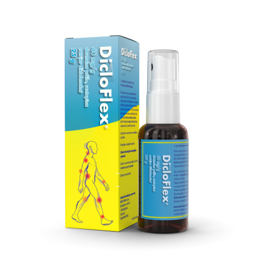 DicloFlex® 40 mg/g dermalno pršilo, raztopina, natrijev diklofenakat, 25 g