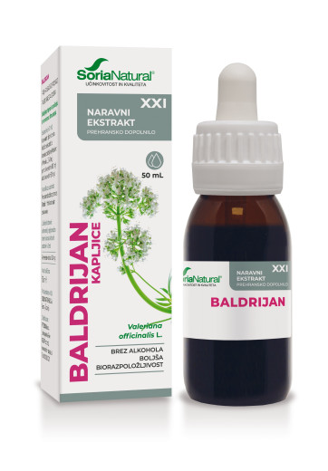 Soria Natural, baldrijan XXI kapljice brez alkohola, 50 ml