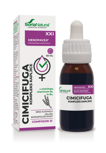Soria Natural, cimicifuga XXI kompleks kapljice brez alkohola, 50 ml