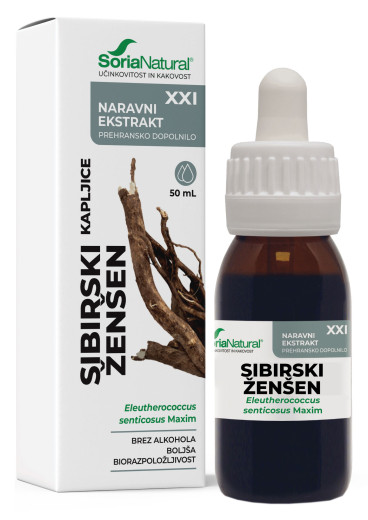 Soria Natural, sibirski ženšen XXI kapljice brez alkohola, 50 ml