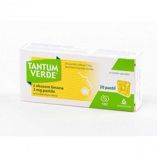 Tantum Verde z okusom limone 3 mg pastile, 20 pastil